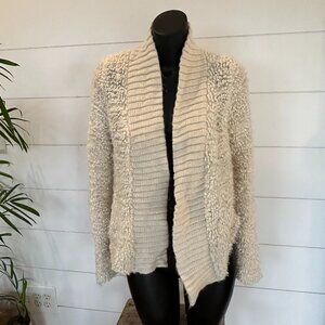 ANTHROLOPOLGIE SLEEPING ON SNOW OPEN WOOL BLEND POPCORN KNIT CARDIGAN SIZE S K13